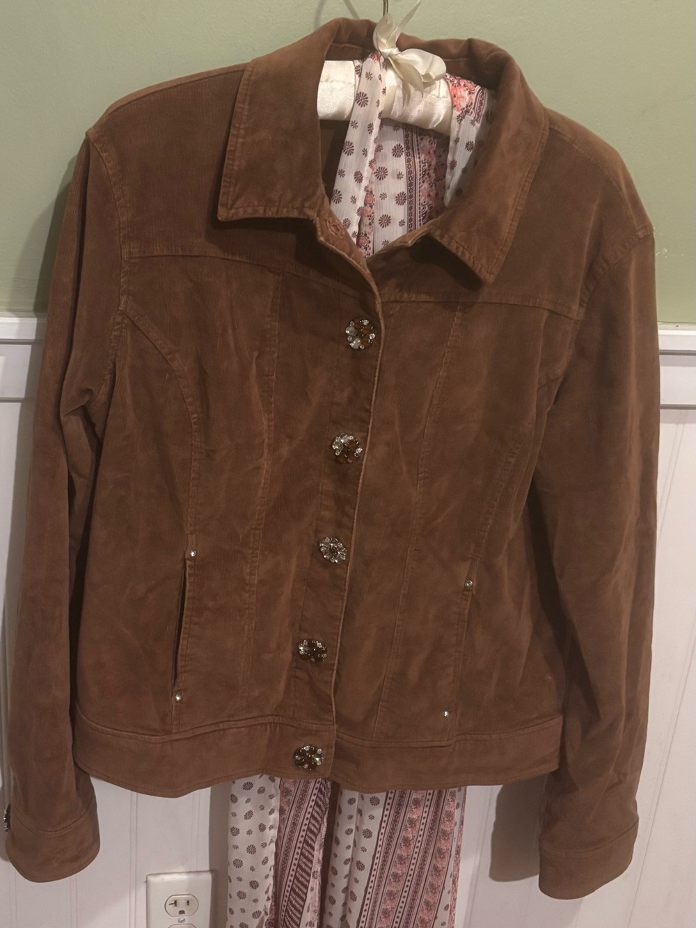 Suede Button-Front Women's Jacket in Brown